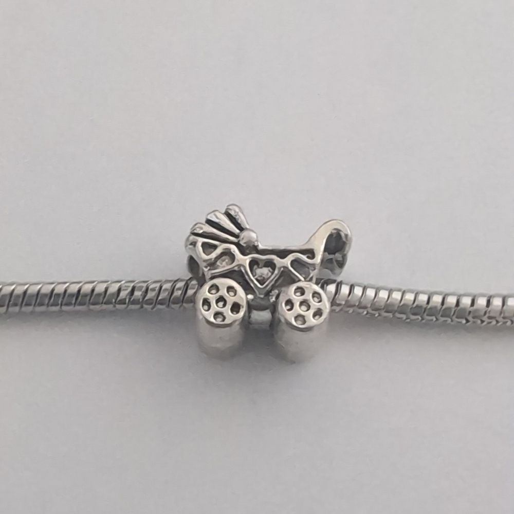 Silver Baby Carriage Charm‎ for Pandora Style Bracelet